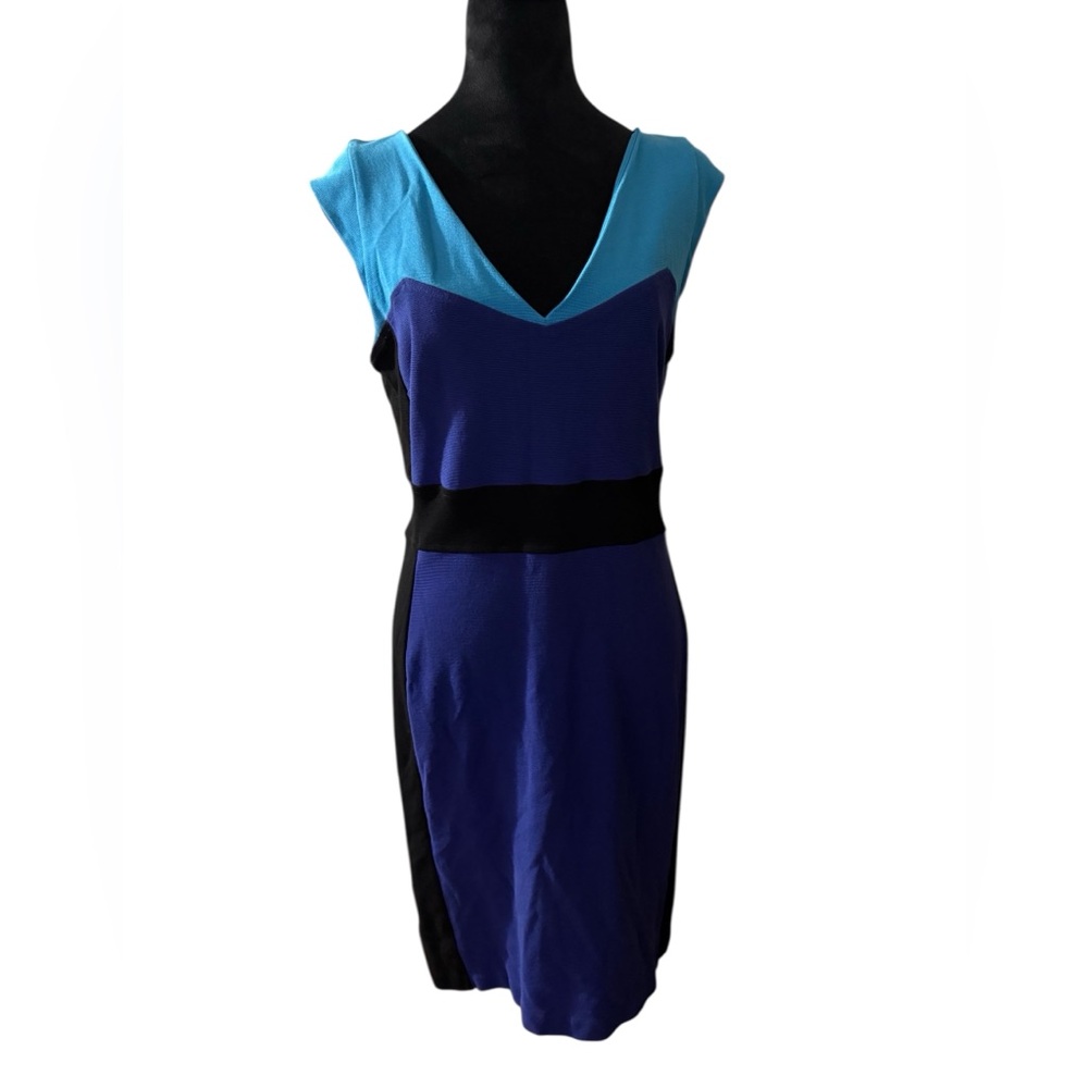 Ann Taylor Blue and Black Colorblock Mini Dress